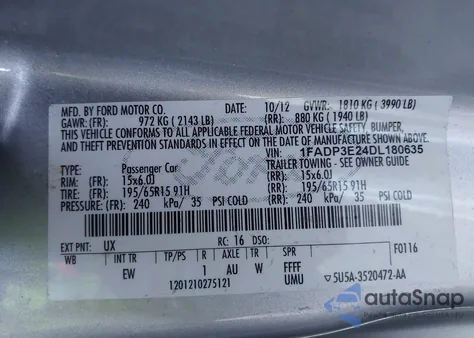 2013 Ford Focus S from USA, damaged, VIN 1FADP3E24DL180635